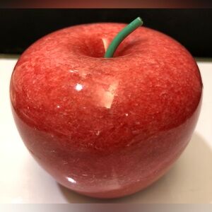 Vintage Fine Polished Solid Marble Red Apple Paperweight Decoration 2.7” x 2.7”